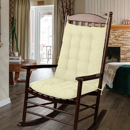ELFJOY Rocking Chair Cushions High Back and Seat Cushion Linen White - color: Linen White