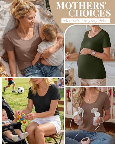 Huukeay 3 Pack Women's Nursing Shirts - color: Black, Coffee, Army Green, size: X-Large