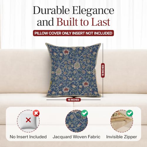 William Morris Fleur de Morris Royal Tapestry Throw Pillow Cover 16 x 16 in - color: Fleur De Morris Royal Blue