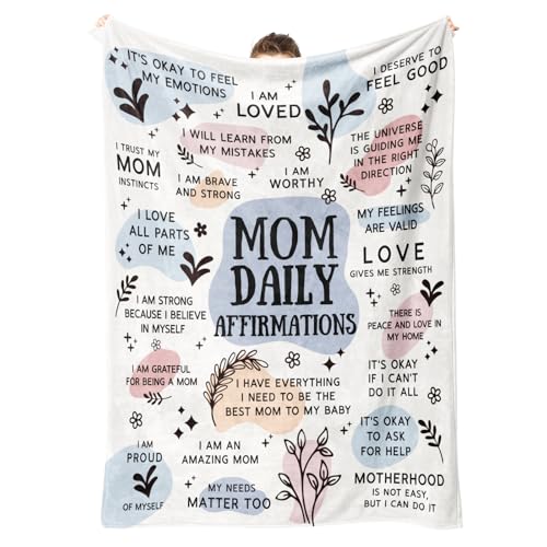 BaubleDazz New Mom Gifts Blanket, Mom Daily Affirmations(80" x 60") - color: Blue, size: 60*80IN