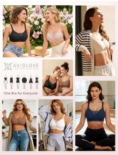 Avidlove Wireless Bras for Women Seamless Full Coverage Bra Mesh Comfy Bralette Tshirt Everyday Bras - color: Coffe, size: Small