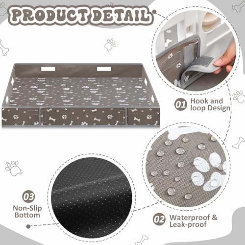 Marsui Dog Playpen Bottom Pad, Grey, Dog Paw Bone Print - color: Grey, style: Dog Paw Bone Print