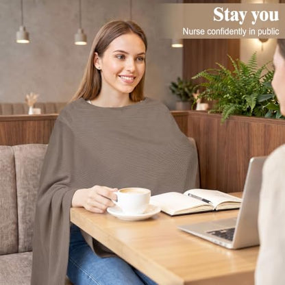 Basumee Nursing Cover for Breastfeeding Breathable Mesh 360 Full Privacy - color: Brown, size: 1 Pack