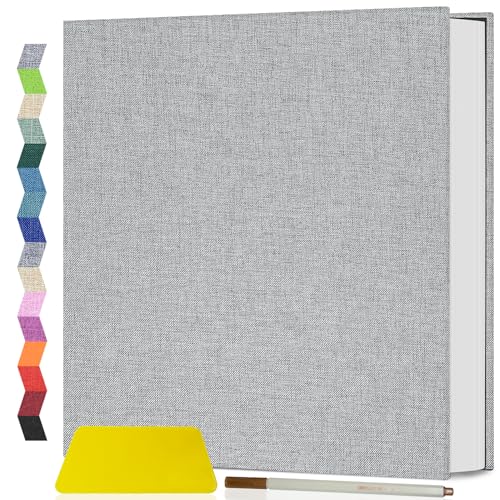Popotop Photo Album Self Adhesive Scrapbook Album for 4x6 5x7 8x10 Pictures DIY Photo Book as Scrapbooking Supplies Kits, Birthday Gifts for Women Mom Wedding Baby Family Travel - color: Grey, size: 11.5"x10.4" 60pages
