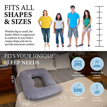 Pregnancy Pillow, Body Pillow, Side Sleeper Pillow, Plush - color: Dark Grey