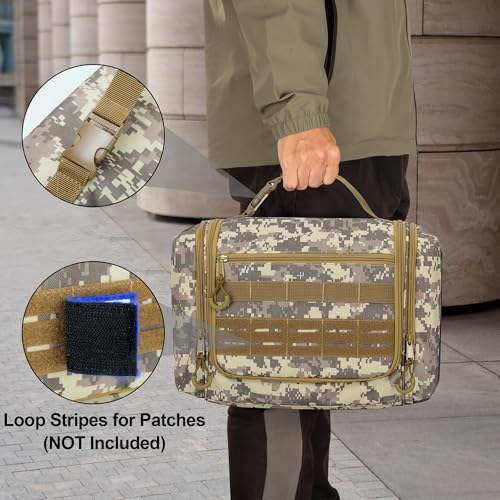 Tactical Toiletry Bag for Men, Large Hanging Dopp Kit Hygiene Bag - color: Desert Yellow