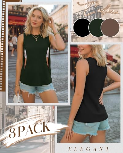Xaatren 3 Pack Nursing Tank Tops for Breastfeeding - color: Black, Army Green, Coffee, size: Small