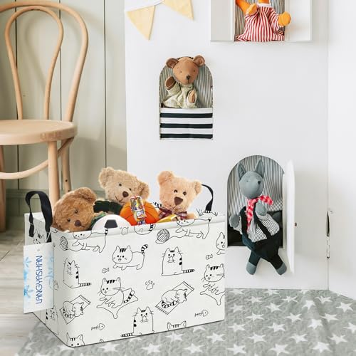 Rectangular Collapsible Cat Storage Basket Nursery Toy Organizer - color: Rec Cat