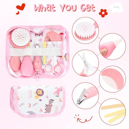 Defresit 13Pcs Baby Shower Gift, Baby Girl Gift Basket - color: Pink