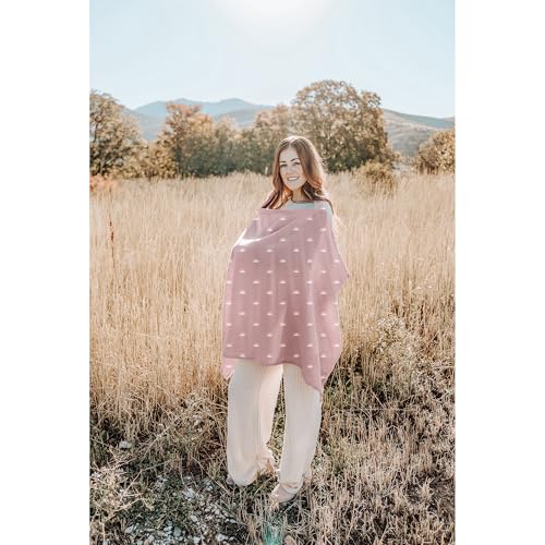 Konssy Muslin Nursing Cover Up for Breastfeeding with Rigid Hoop - color: Pink Sun