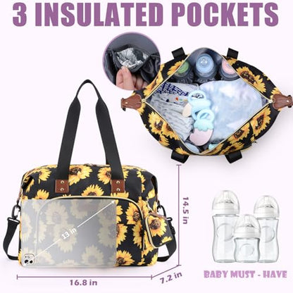 Tuwubi Diaper Bag Tote,Baby Diaper Bag with Pacifier Case - color: Sunflower, size: Large