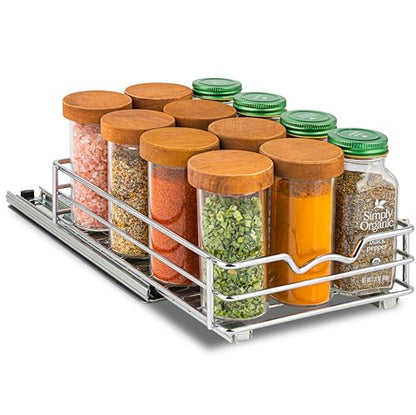 Pull Out Spice Rack for Cabinet, Spice Organizer 6-1/2"W x10-1/2"D x2-3/4”H - size: 6.5 Inch - Single