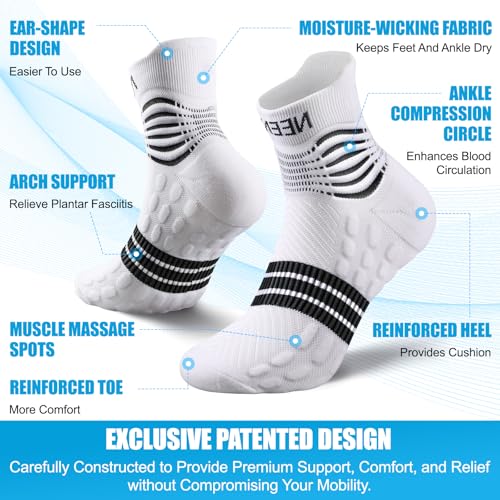 NEENCA Professional Compression Socks for Women Men Circulation, 20-30 mmHg - color: White, size: X-Large