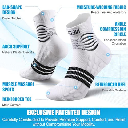 NEENCA Professional Compression Socks for Women Men Circulation, 20-30 mmHg - color: White, size: X-Large