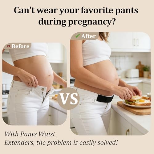 Women Adjustable Pregnancy Pants Maternity Belly Band for Pregnant - color: Black-2pc