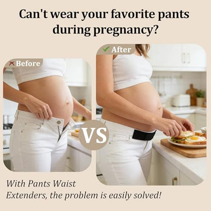Women Adjustable Pregnancy Pants Maternity Belly Band for Pregnant - color: Black-2pc
