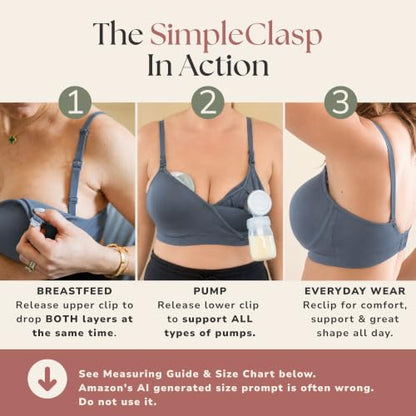 Simple Wishes Pumping Bra Hands Free, Nursing Bra for Breastfeeding - color: Maine Blue, size: Medium
