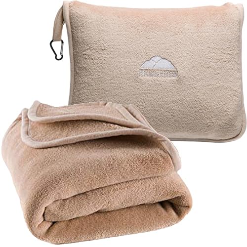BlueHills Premium Soft Long Travel Blanket Pillow Tall, Airplane - Beige - color: Beige-long-t053