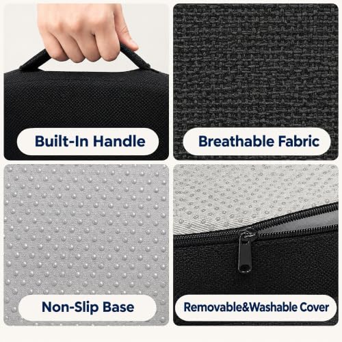 Gel Seat Cushion for Long Sitting, Office Chair Memory Foam Cushion, Black - color: Black