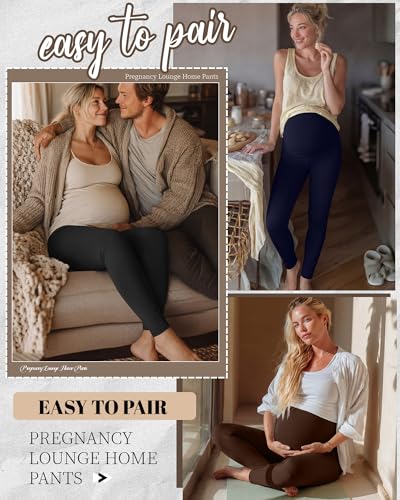 3 Pack Women's Maternity Pants Home Lounge Pajamas - color: Black, Navy Blue, Coffee, size: Small