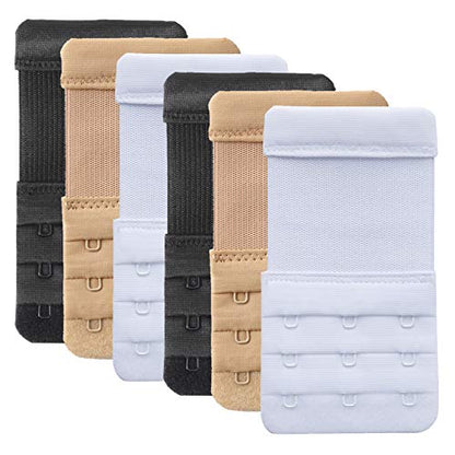 Women's Bra Extender 3 Hook / 2 Hook Bra Extension Strap Soft and Comfortable - color: 6 Pcs, 3 Hook 3/4 Inch