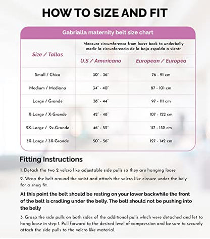 GABRIALLA Pregnancy Belly Band - Strong Support, 8" Wide, Made In USA - color: Black, size: Small (Pack of 1)