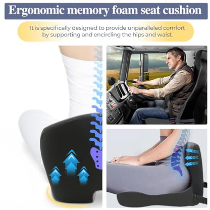 Car Seat Cushion with Lumbar Support Pillow, Seat Cushion for Driving - color: Gray