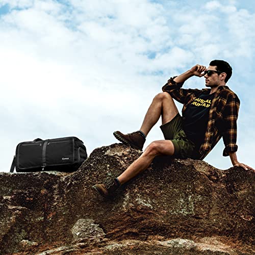 Gonex 80L Foldable Travel Duffle Bag with Shoe Compartment, Lightweight - color: Black, size: 80L