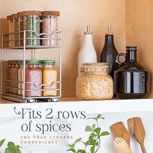 Pull Out Spice Rack for Cabinet, Spice Organizer 4-1/2"W x10-3/8"D x8-7/8"H - size: 4.5 Inch - Double