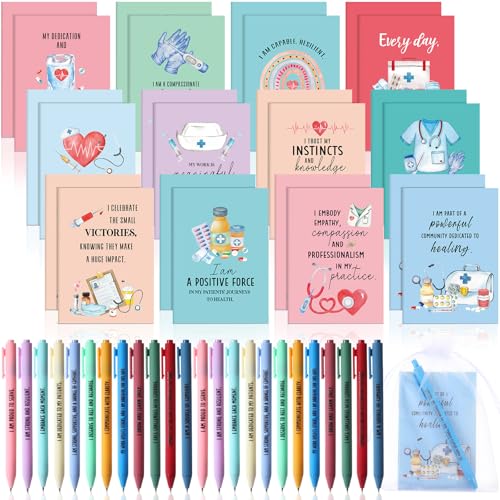 Mooliwe 24 Pcs Affirmation Notebooks Pens Bulk Gifts, Gratitude,Nurse - style: Nurse