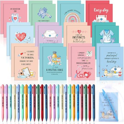 Mooliwe 24 Pcs Affirmation Notebooks Pens Bulk Gifts, Gratitude,Nurse - style: Nurse
