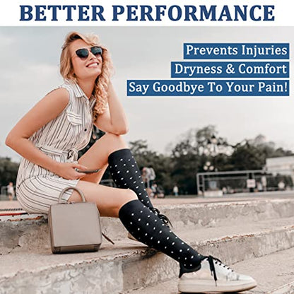 FEYHAY Copper Compression Socks (3 Pairs) 15-20 mmHg Circulation is Best Athletic & Daily for Men & Women, Running, Climbing - color: 10 Stripe, size: Small-Medium