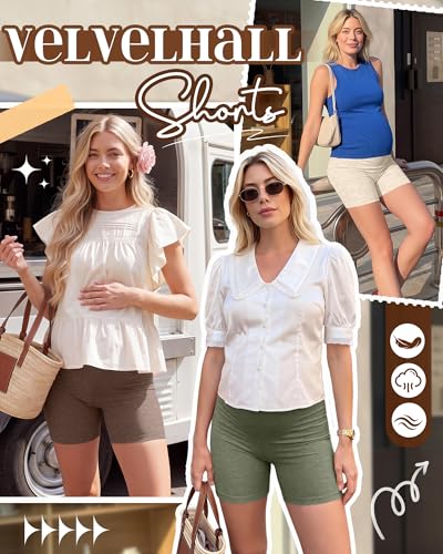 4 Pack Maternity Shorts - color: Camel, Mocha, Cream, Gray Green, size: Small