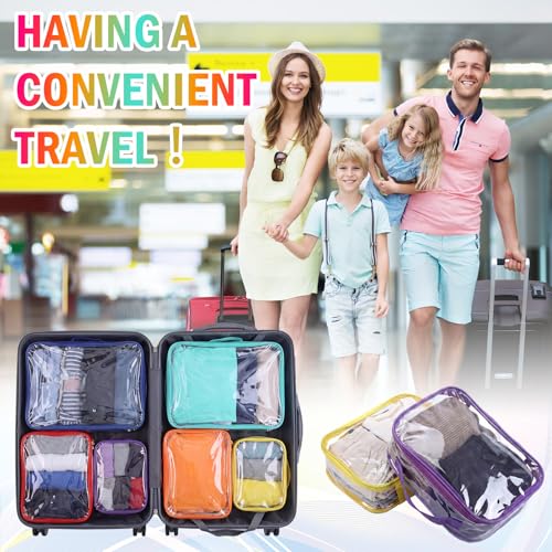 6 Pcs Clear Packing Cubes for Travel Luggage Organizer Bag Rainbow - color: Rainbow