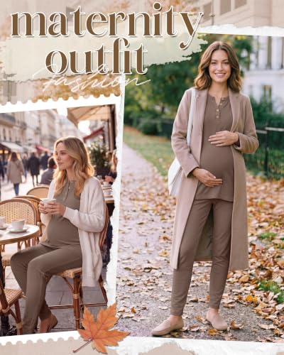 Huukeay Maternity Lounge Set Long Sleeve - color: Coffee, size: Small