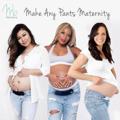Maeband Maternity Belly Band: Pregnancy Belt & Jeans Waistband Extender - color: Denim Blue, size: Large