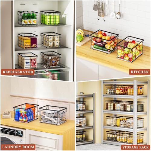 Freezer Organizer Bins for 3.5 Cu.Ft,Upgrade Quick Expand/Collapse,4PACK - color: Black 4 Pack