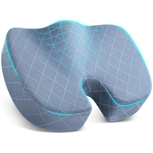 TushGuard Memory Foam Office Chair Seat Cushion - Light Blue, Large - color: Light Blue, size: Large