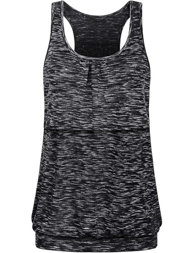 Joymom Maternity Summer Cool Sleeveless Nursing Tank Tops Breastfeeding Shirts - color: 51 Space Dye Black, size: Small