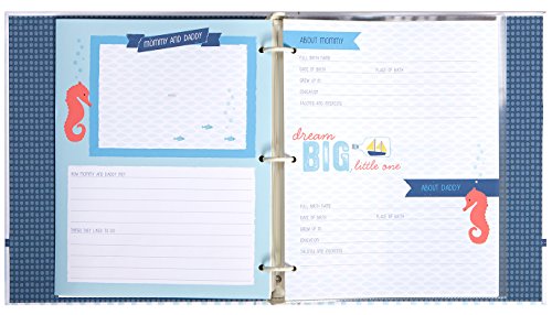 Carter's B0-14074 Blue Nautical First 5 Years Loose Leaf Baby Memory Book for Boys, 64 Pages