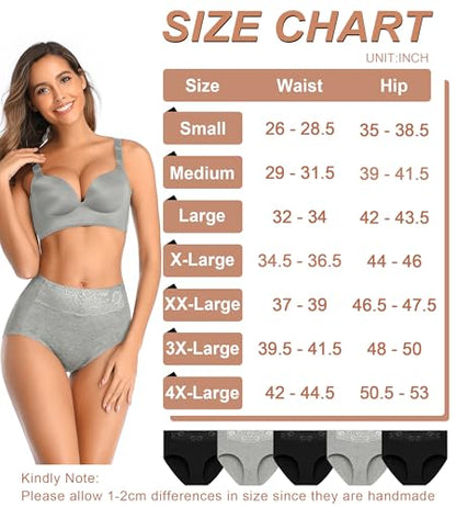 MISSWHO Women's High Waisted Cotton Underwear Soft Breathable Full Coverage Stretch Briefs Ladies Panties 5-Pack - color: Black*3 Grey*2, size: Medium
