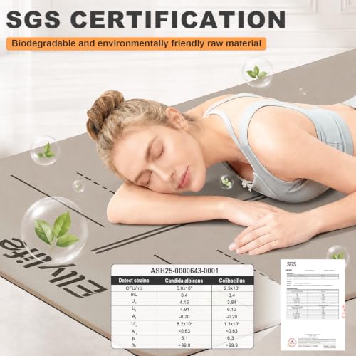 Yoga Mat - Non Slip Natural Rubber Yoga Mat, Alignment Lines, Ultimate Grip - color: Beige Pro