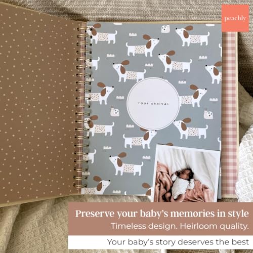 Peachly Unisex Baby Memory Book - First Year Baby Book Keepsake - Charlie - color: Charlie