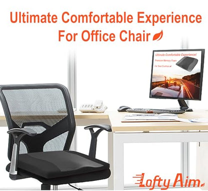 Lofty Aim Car Seat Cushion, Memory Foam Car Seat Cushions for Long Driving - color: Obsidian Speck Black