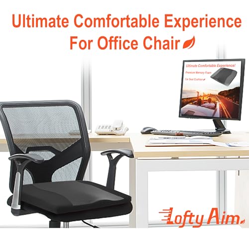 Lofty Aim Car Seat Cushion, Memory Foam Car Seat Cushions for Long Driving - color: Obsidian Speck Black