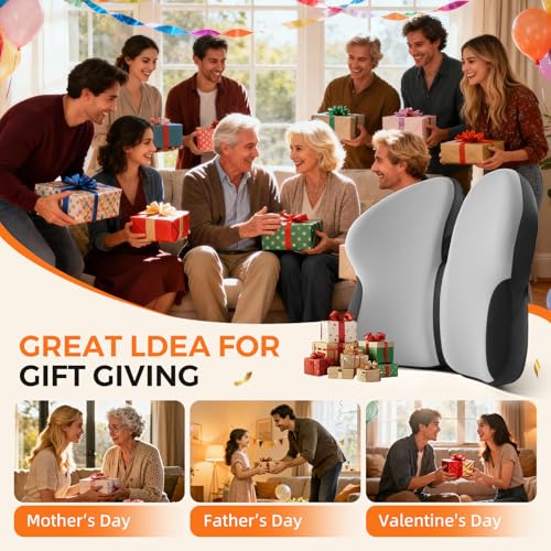 BEBAS Ergonomic Memory Foam Lumbar Support Pillow for Car & Office Chair - color: Gray