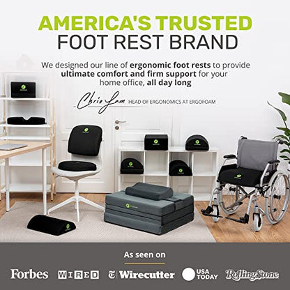 ErgoFoam Flat-Top Adjustable Foot Rest - High-Density Compression-Resistant Foam, Non-Slip, Black, Modern, Office - size: Large