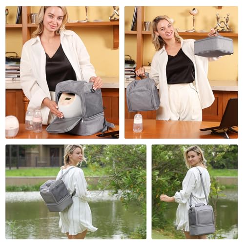 NCVI Breast Pump Backpack, Double Layer Removable, for Spectra/Medela - color: Charcoal