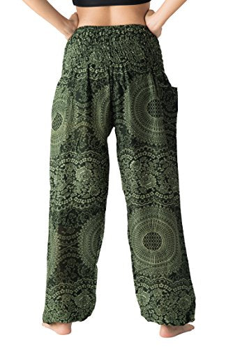B BANGKOK PANTS Boho Harem Pants Women - color: Blossom Green, size: One Size