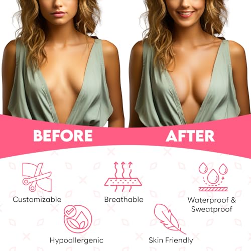 Boob Tape Premium, 5cm Wide, Breast Lift, Silicone Nipple Covers